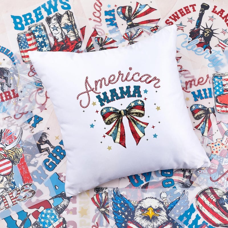 Tintnut American Flag DTF Transfers Ready to Press Vintage Iron on Transfers-20 Sheets Independence Day Iron on Decals for T-Shirts Clothing Heat Transfer Iron on Stickers for Canvas Bag Design - Image 4